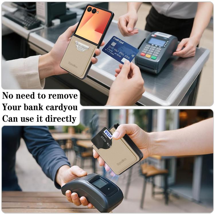 For Samsung Galaxy Z Flip7 Retro Vegan Leather Magnetic Card Holder Back Phone Case
