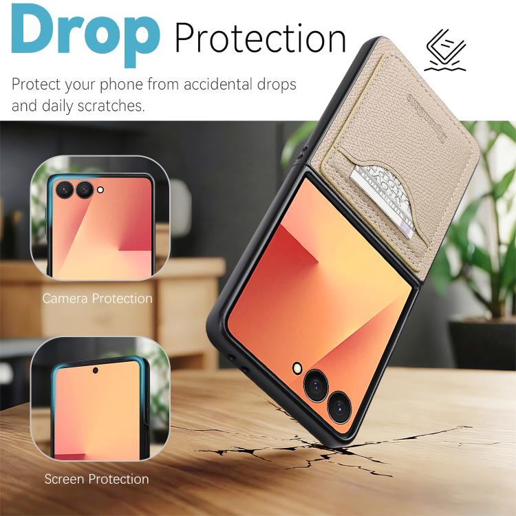 For Samsung Galaxy Z Flip7 Retro Vegan Leather Magnetic Card Holder Back Phone Case