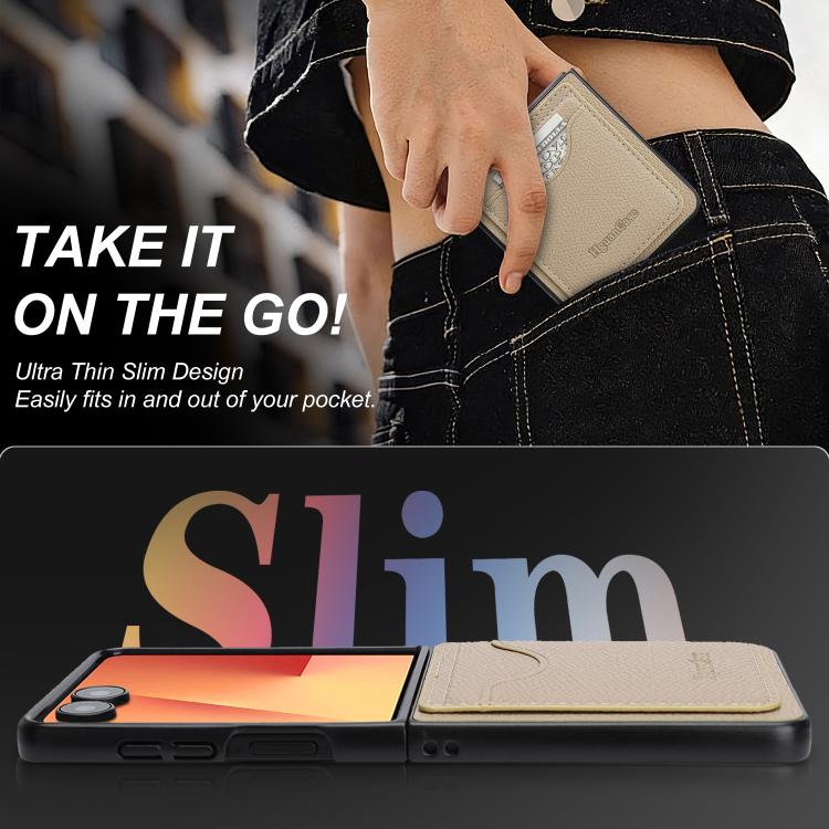 For Samsung Galaxy Z Flip7 Retro Vegan Leather Magnetic Card Holder Back Phone Case
