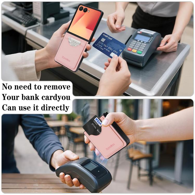 For Samsung Galaxy Z Flip7 Retro Vegan Leather Magnetic Card Holder Back Phone Case