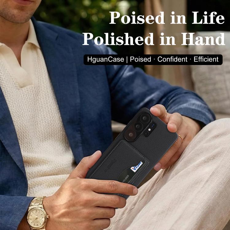 For Samsung Galaxy S25 Ultra 5G Retro Vegan Leather Magnetic Card Holder Back Phone Case