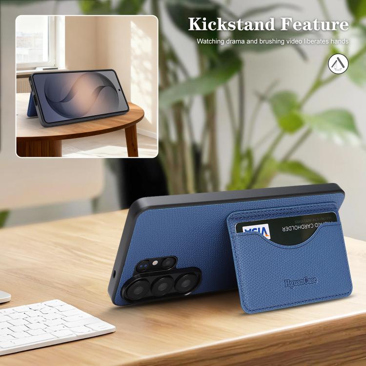 For Samsung Galaxy S25 Ultra 5G Retro Vegan Leather Magnetic Card Holder Back Phone Case