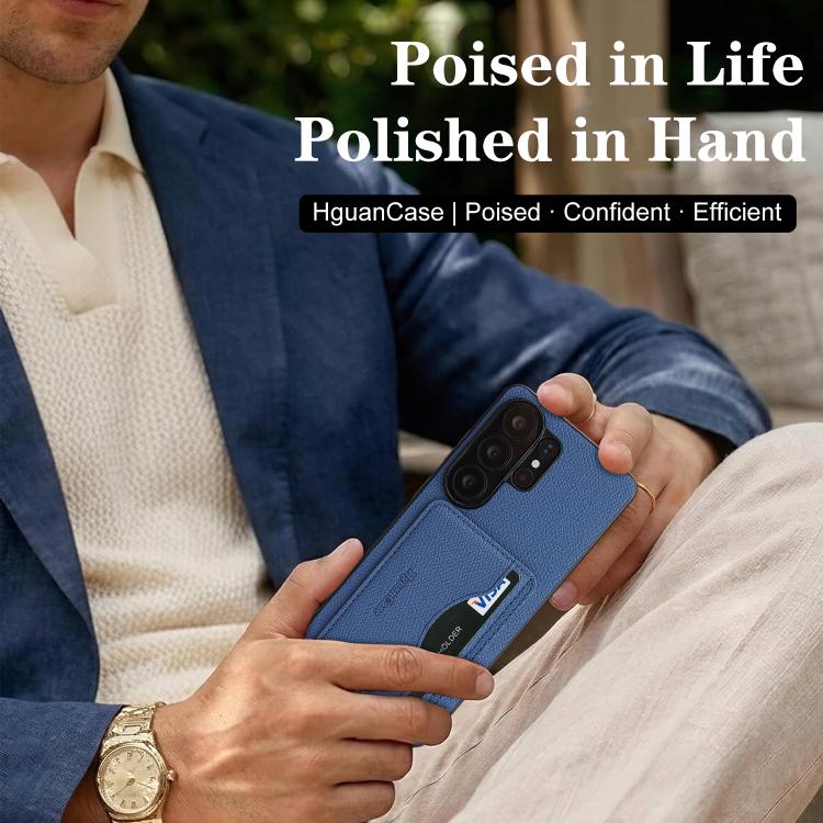 For Samsung Galaxy S25 Ultra 5G Retro Vegan Leather Magnetic Card Holder Back Phone Case