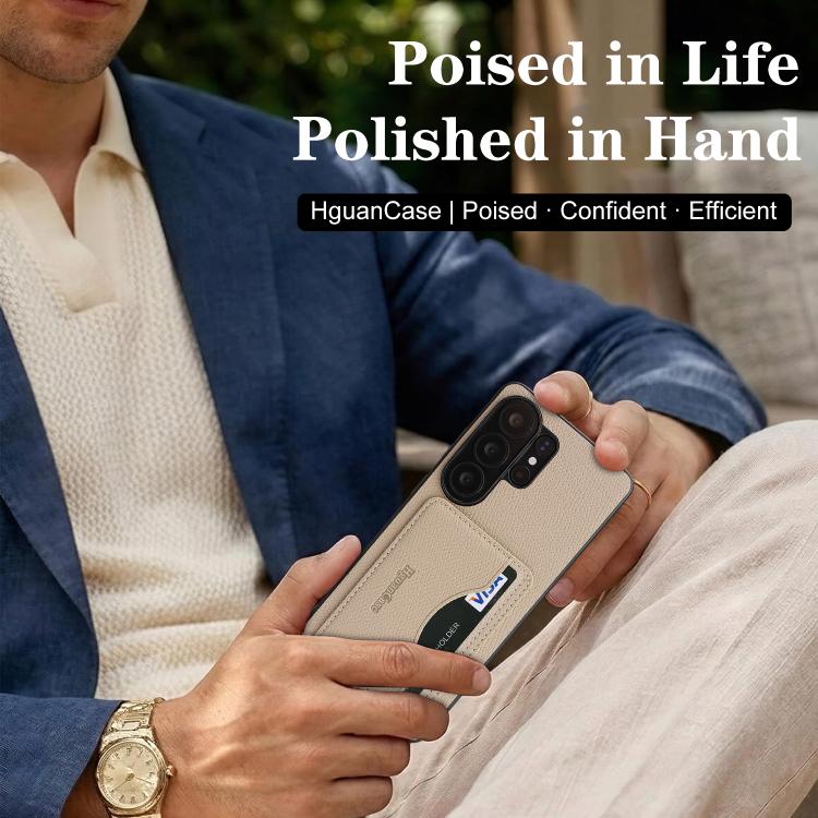 For Samsung Galaxy S24 Ultra 5G Retro Vegan Leather Magnetic Card Holder Back Phone Case