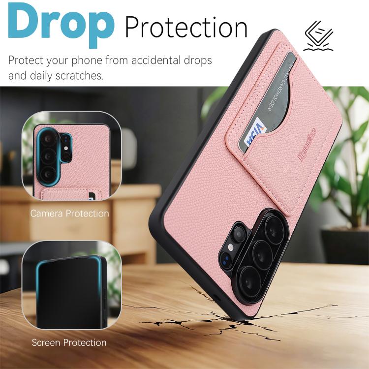 For Samsung Galaxy S24 Ultra 5G Retro Vegan Leather Magnetic Card Holder Back Phone Case