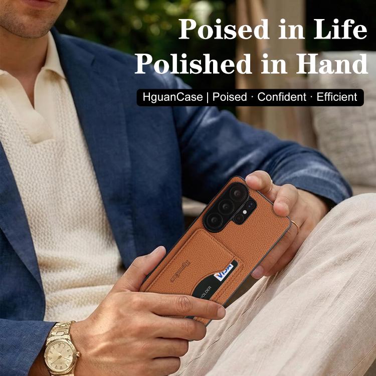 For Samsung Galaxy S23 Ultra 5G Retro Vegan Leather Magnetic Card Holder Back Phone Case