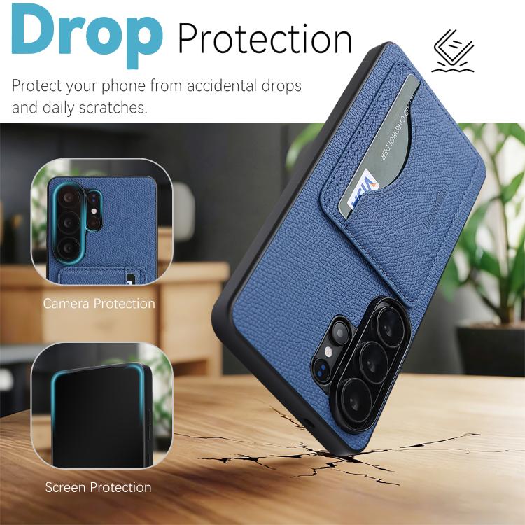 For Samsung Galaxy S23 Ultra 5G Retro Vegan Leather Magnetic Card Holder Back Phone Case