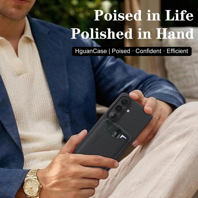 For Samsung Galaxy S25+ 5G Retro Vegan Leather Magnetic Card Holder Back Phone Case