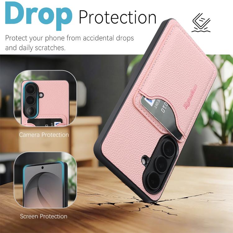 For Samsung Galaxy S25+ 5G Retro Vegan Leather Magnetic Card Holder Back Phone Case