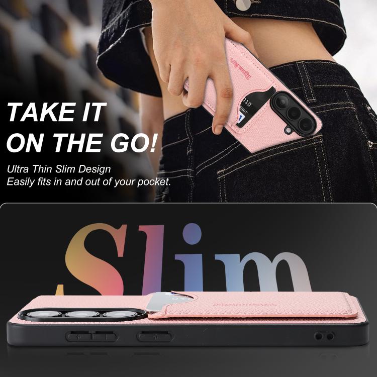 For Samsung Galaxy S25+ 5G Retro Vegan Leather Magnetic Card Holder Back Phone Case