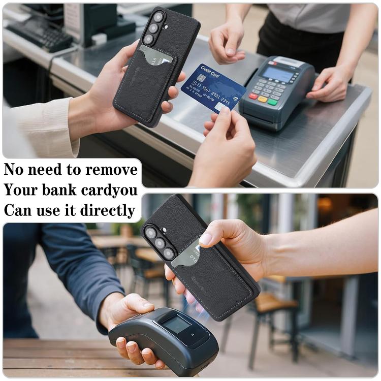 For Samsung Galaxy S24+ 5G Retro Vegan Leather Magnetic Card Holder Back Phone Case