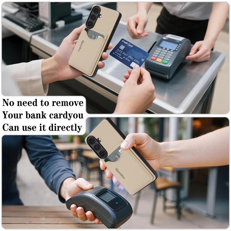 For Samsung Galaxy S24+ 5G Retro Vegan Leather Magnetic Card Holder Back Phone Case