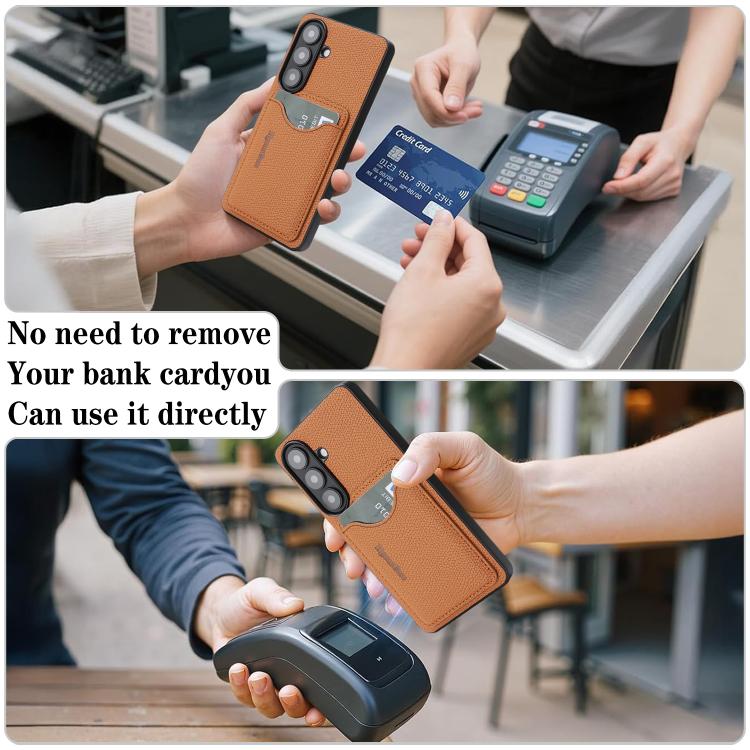 For Samsung Galaxy S24 5G Retro Vegan Leather Magnetic Card Holder Back Phone Case