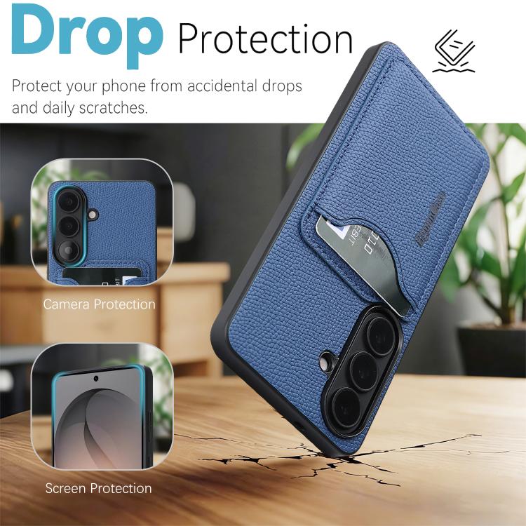 For Samsung Galaxy S24 5G Retro Vegan Leather Magnetic Card Holder Back Phone Case