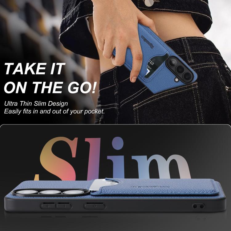 For Samsung Galaxy S24 5G Retro Vegan Leather Magnetic Card Holder Back Phone Case