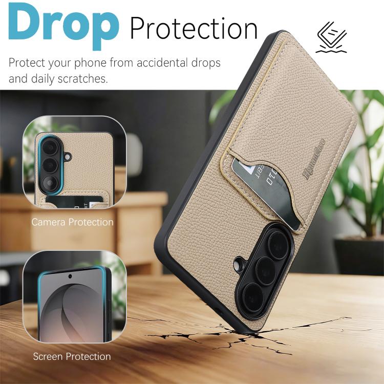 For Samsung Galaxy S24 5G Retro Vegan Leather Magnetic Card Holder Back Phone Case