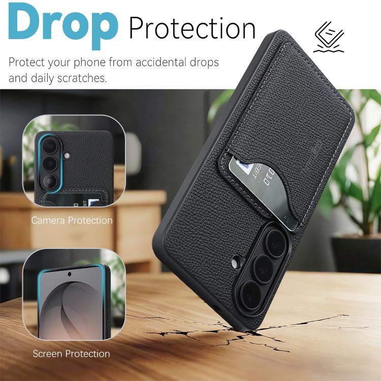 For Samsung Galaxy S23+ 5G Retro Vegan Leather Magnetic Card Holder Back Phone Case