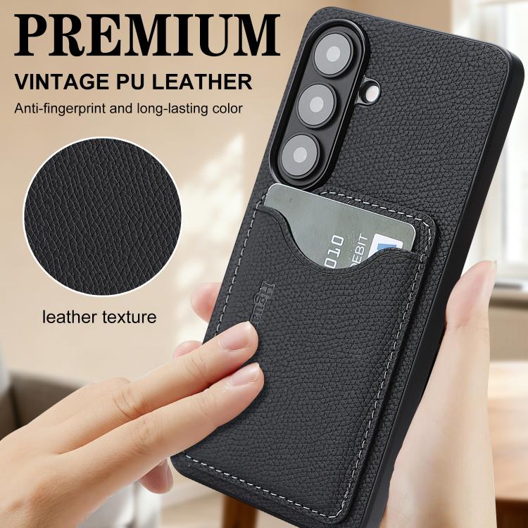For Samsung Galaxy S23 5G Retro Vegan Leather Magnetic Card Holder Back Phone Case