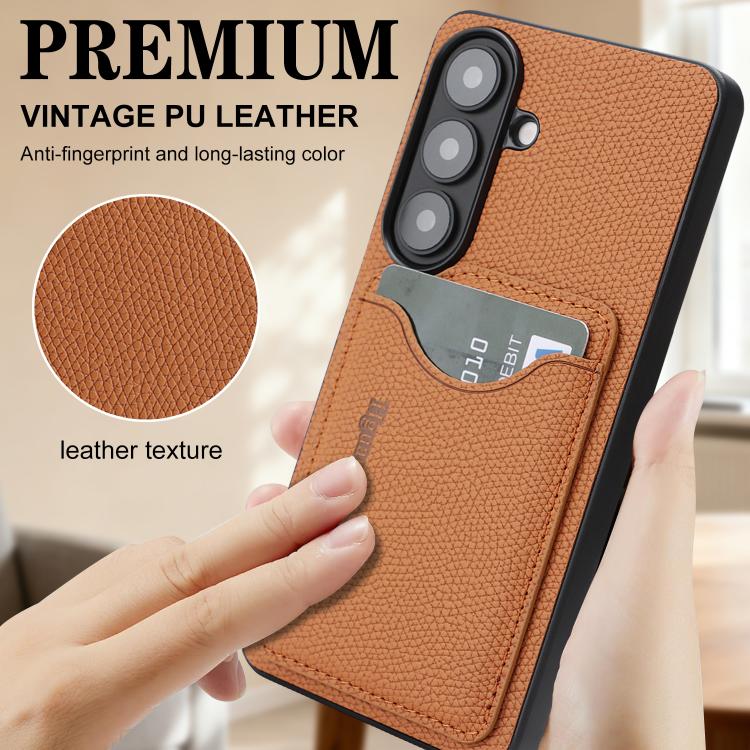 For Samsung Galaxy S23 5G Retro Vegan Leather Magnetic Card Holder Back Phone Case