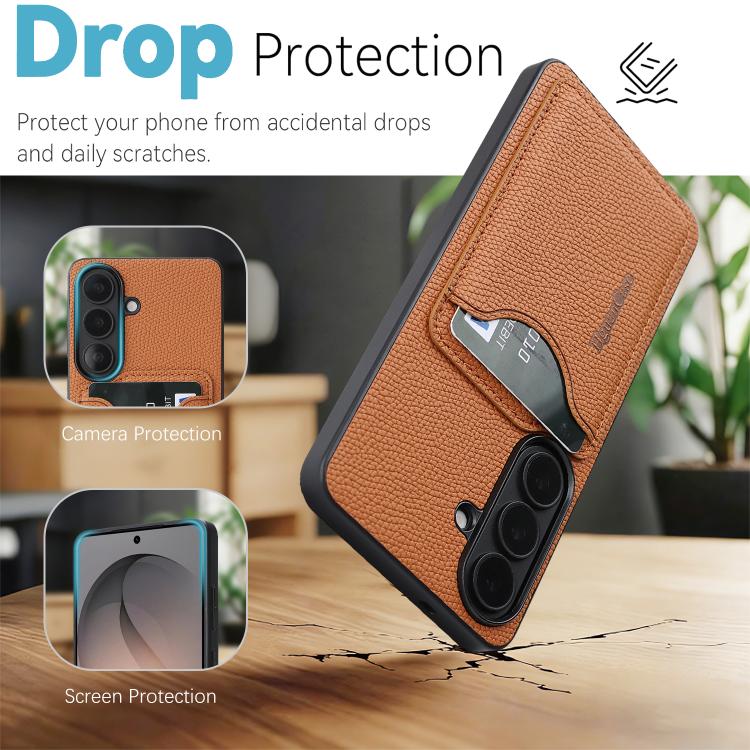 For Samsung Galaxy S23 5G Retro Vegan Leather Magnetic Card Holder Back Phone Case