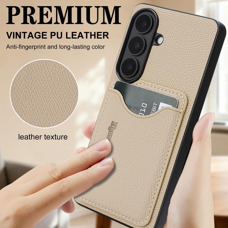 For Samsung Galaxy S23 5G Retro Vegan Leather Magnetic Card Holder Back Phone Case