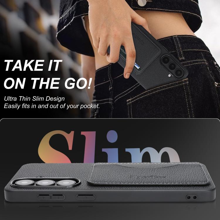 For Samsung Galaxy A16 Retro Vegan Leather Magnetic Card Holder Back Phone Case