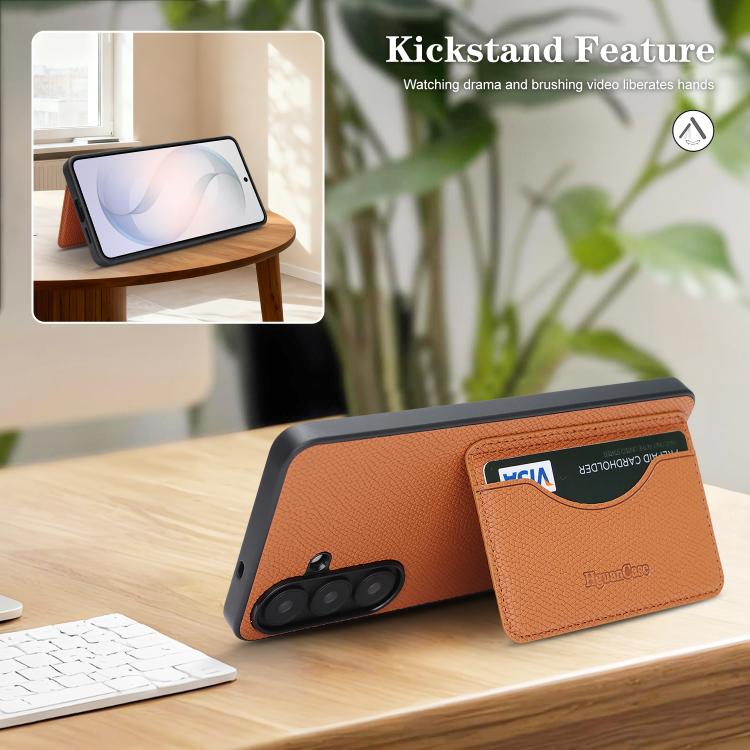 For Samsung Galaxy A15 Retro Vegan Leather Magnetic Card Holder Back Phone Case