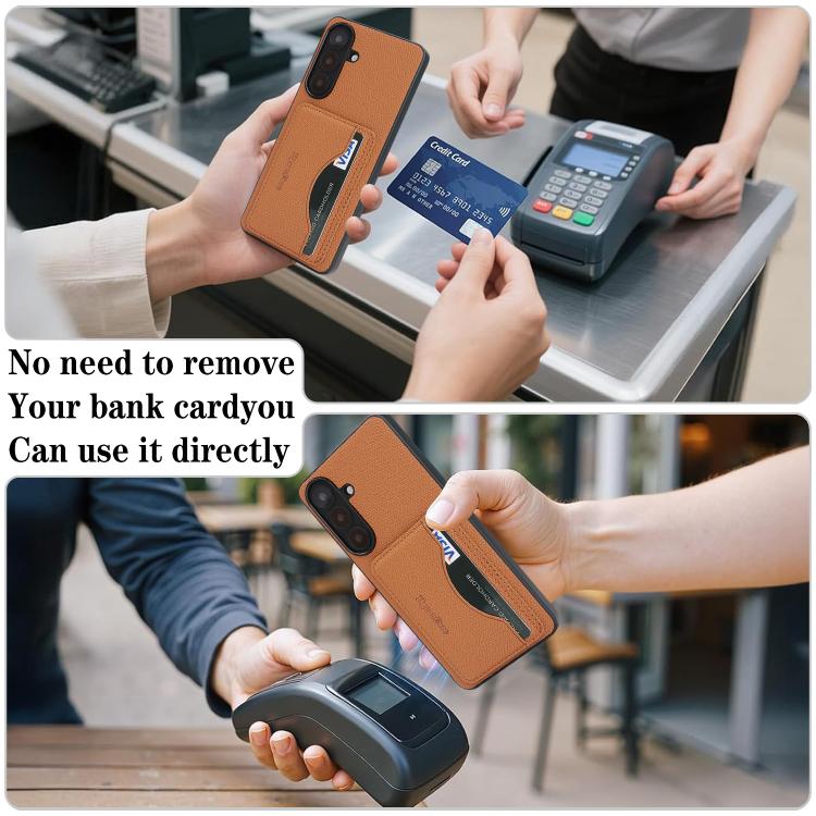 For Samsung Galaxy A35 5G Retro Vegan Leather Magnetic Card Holder Back Phone Case