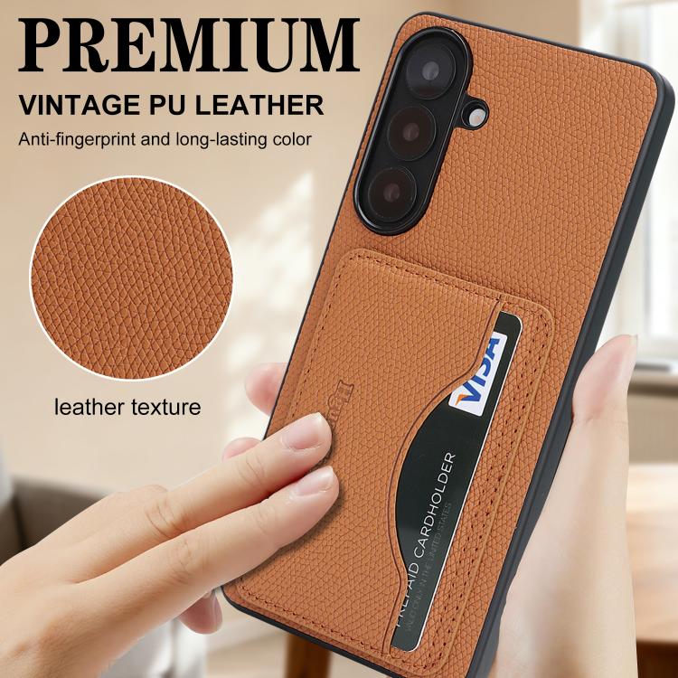 For Samsung Galaxy A57 5G Retro Vegan Leather Magnetic Card Holder Back Phone Case