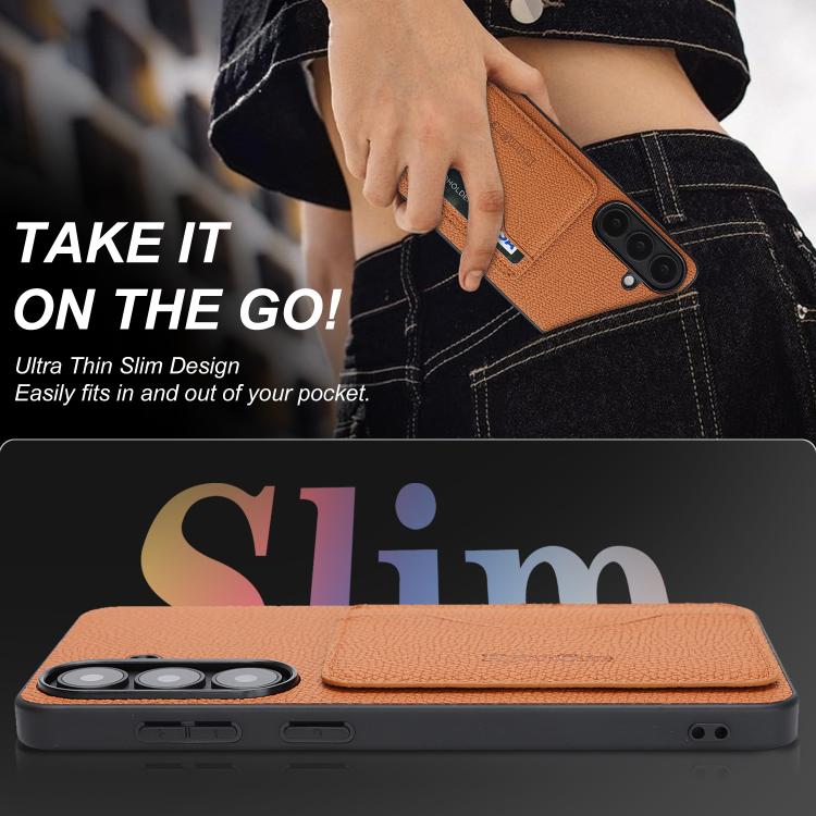 For Samsung Galaxy A56 5G Retro Vegan Leather Magnetic Card Holder Back Phone Case