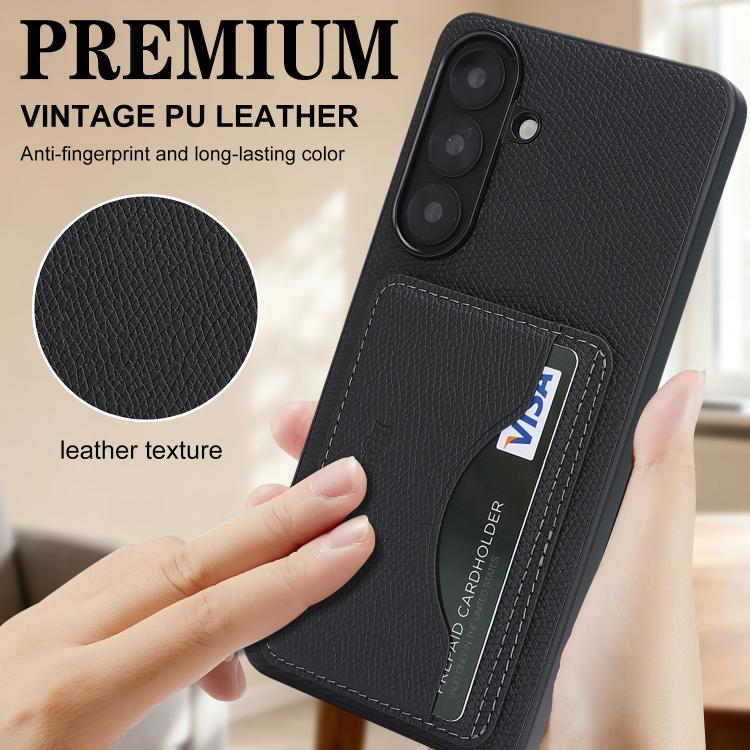 For Samsung Galaxy A26 5G Retro Vegan Leather Magnetic Card Holder Back Phone Case