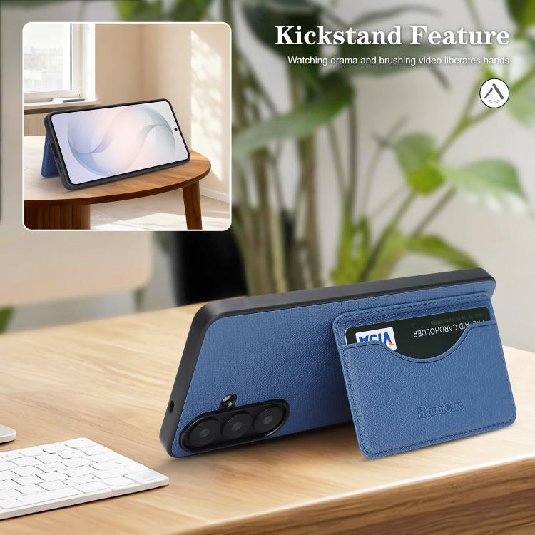 For Samsung Galaxy A26 5G Retro Vegan Leather Magnetic Card Holder Back Phone Case