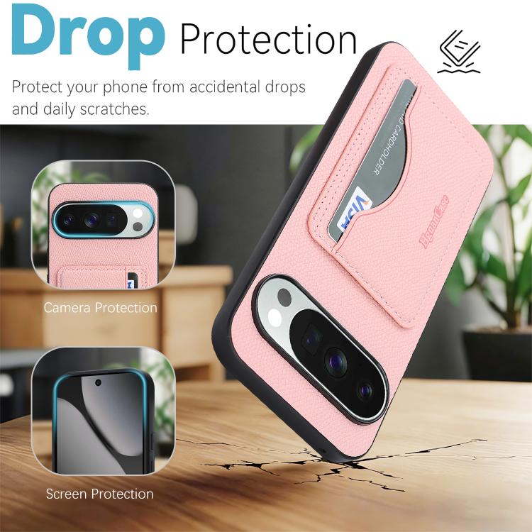 For Google Pixel 9 Pro XL Retro Vegan Leather Magnetic Card Holder Back Phone Case