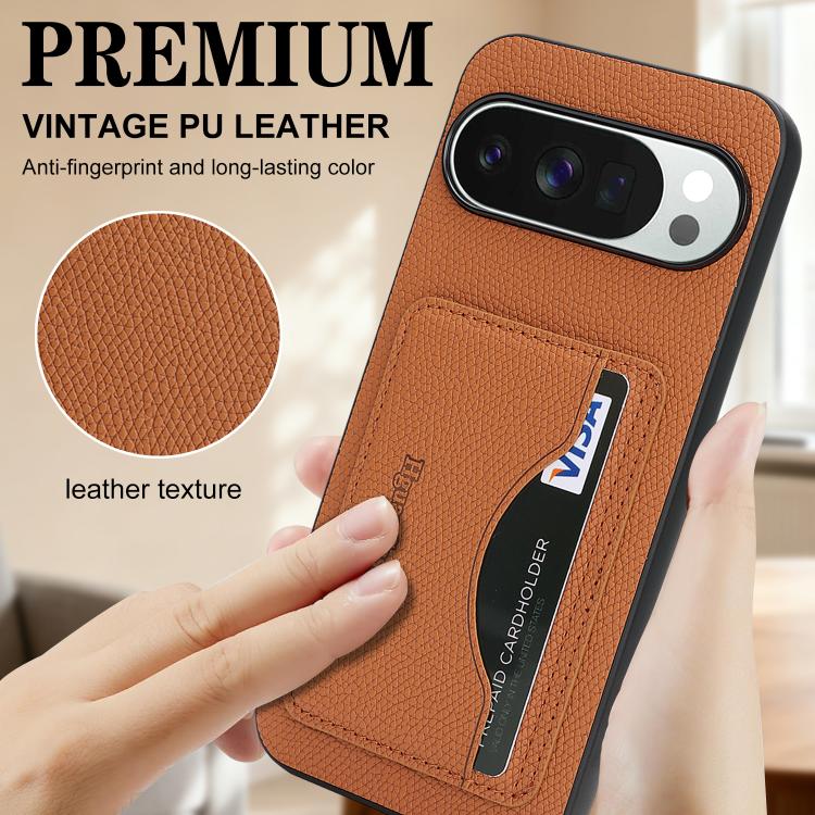 For Google Pixel 10 / 10 Pro Retro Vegan Leather Magnetic Card Holder Back Phone Case