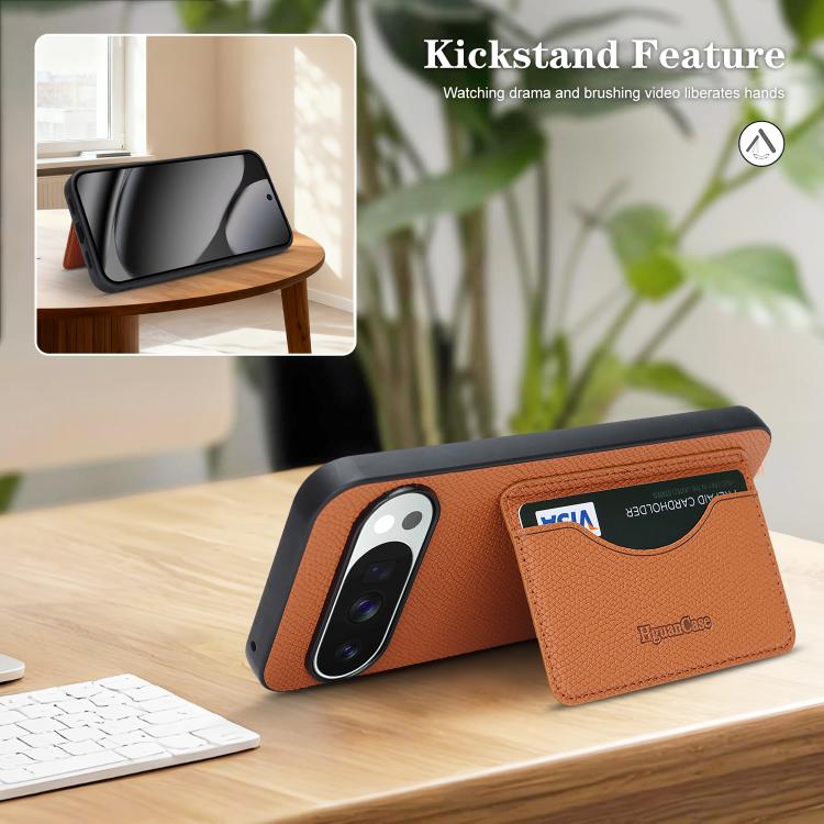 For Google Pixel 10 / 10 Pro Retro Vegan Leather Magnetic Card Holder Back Phone Case