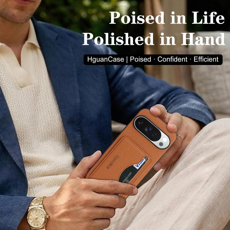 For Google Pixel 10 / 10 Pro Retro Vegan Leather Magnetic Card Holder Back Phone Case