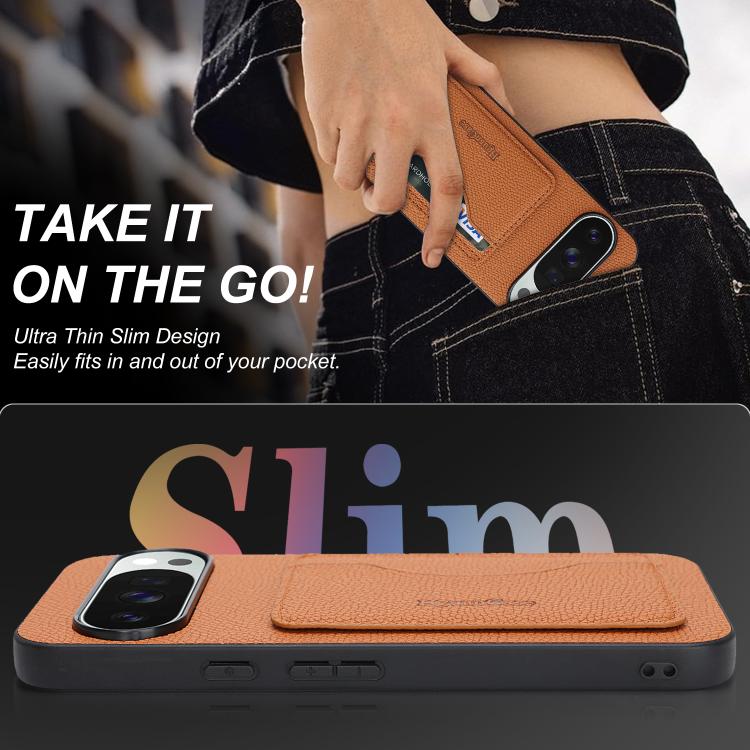 For Google Pixel 9 / 9 Pro Retro Vegan Leather Magnetic Card Holder Back Phone Case