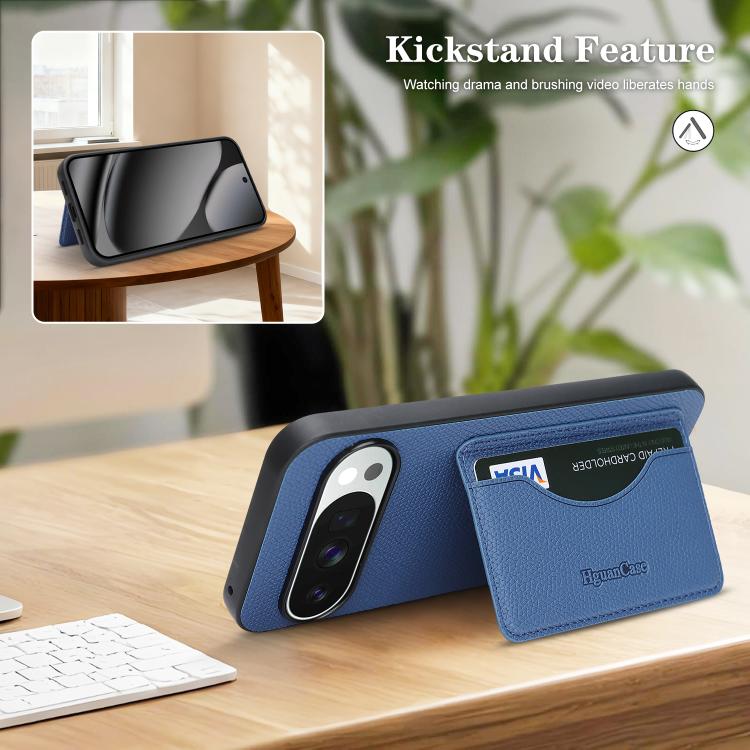 For Google Pixel 9 / 9 Pro Retro Vegan Leather Magnetic Card Holder Back Phone Case