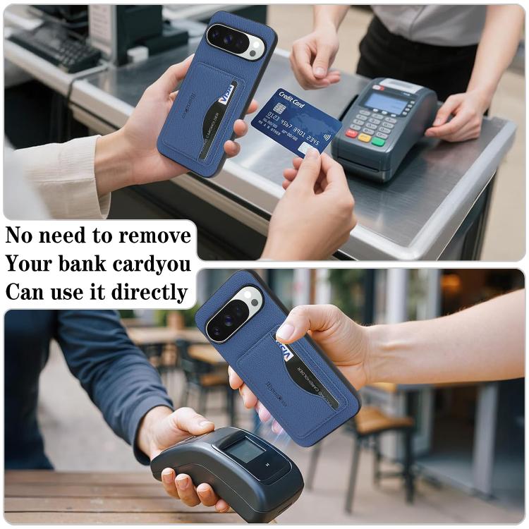 For Google Pixel 9 / 9 Pro Retro Vegan Leather Magnetic Card Holder Back Phone Case