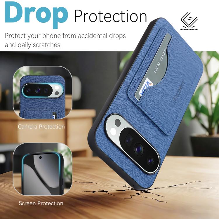 For Google Pixel 9 / 9 Pro Retro Vegan Leather Magnetic Card Holder Back Phone Case