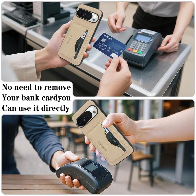 For Google Pixel 9 / 9 Pro Retro Vegan Leather Magnetic Card Holder Back Phone Case