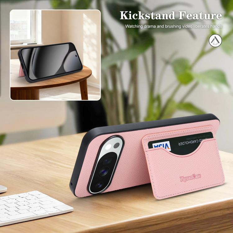 For Google Pixel 9 / 9 Pro Retro Vegan Leather Magnetic Card Holder Back Phone Case