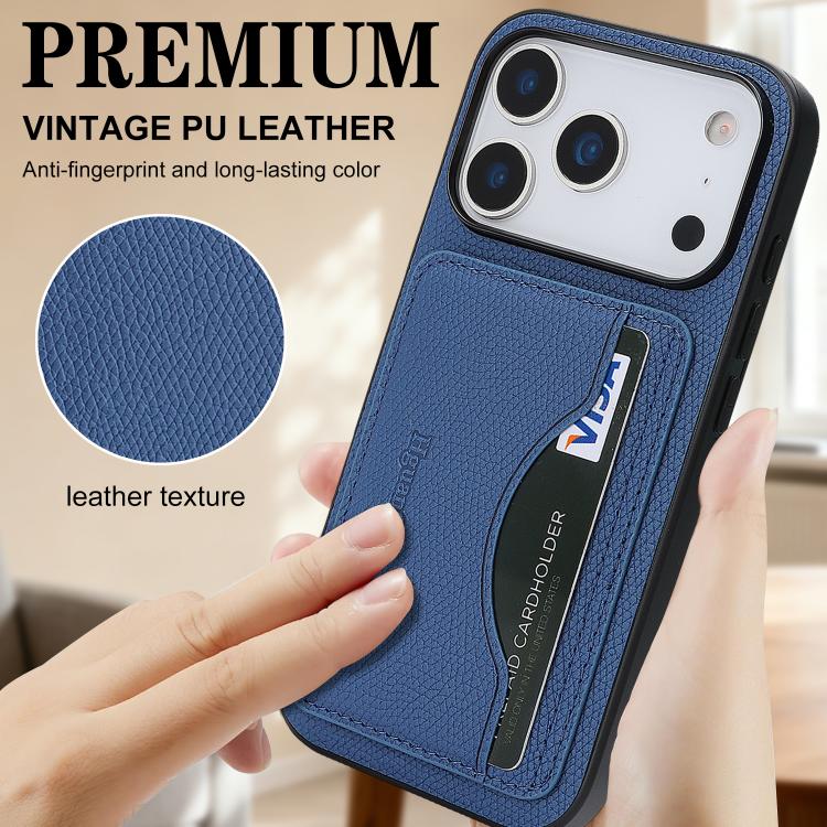 For iPhone 17 Pro Max Retro Vegan Leather Magnetic Card Holder Back Phone Case