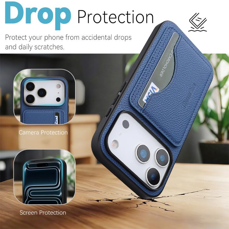 For iPhone 17 Pro Max Retro Vegan Leather Magnetic Card Holder Back Phone Case
