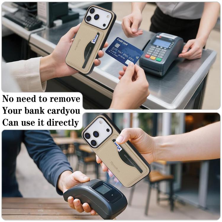 For iPhone 17 Pro Max Retro Vegan Leather Magnetic Card Holder Back Phone Case