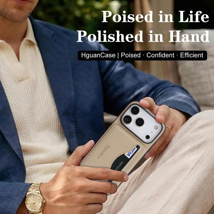 For iPhone 17 Pro Max Retro Vegan Leather Magnetic Card Holder Back Phone Case