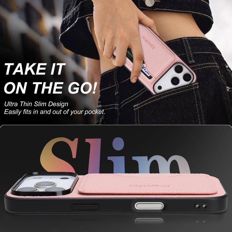 For iPhone 17 Pro Max Retro Vegan Leather Magnetic Card Holder Back Phone Case