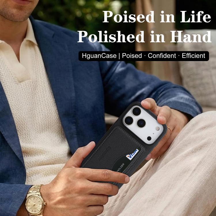 For iPhone 17 Pro Retro Vegan Leather Magnetic Card Holder Back Phone Case