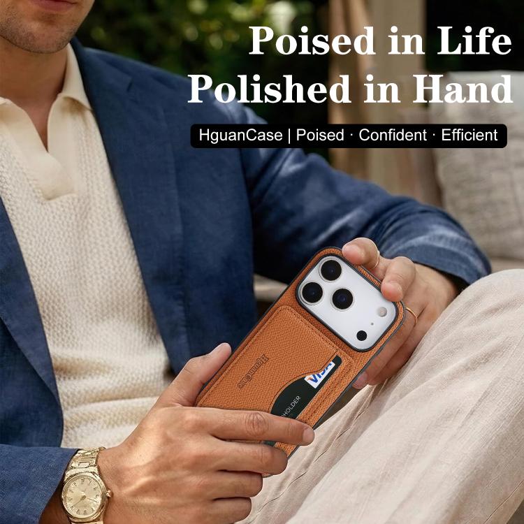For iPhone 17 Pro Retro Vegan Leather Magnetic Card Holder Back Phone Case