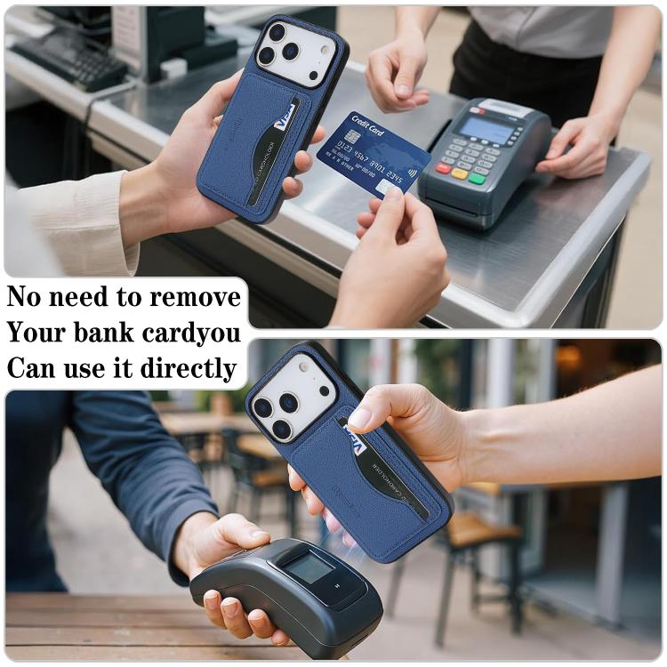 For iPhone 17 Pro Retro Vegan Leather Magnetic Card Holder Back Phone Case